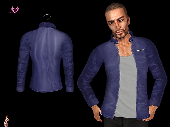Male Blue Leather Jacket