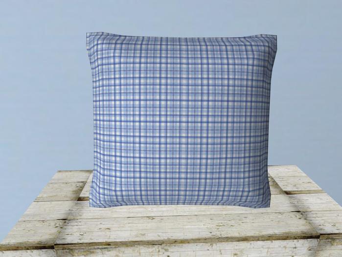Shabby blue plaid pillow
