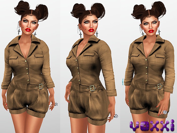 .::voxxi::. [Cruz] Belted Romper Brown