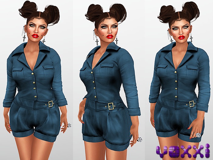 .::voxxi::. [Cruz] Belted Romper Dark Blue