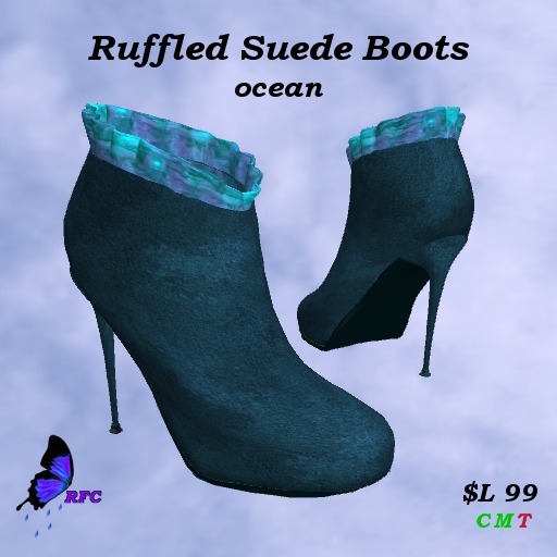 Ruffled Suede Boots-Mist