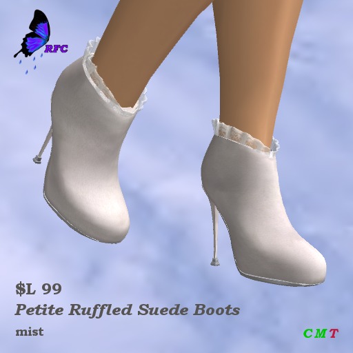 Petite Ruffled Suede Boots-Mist