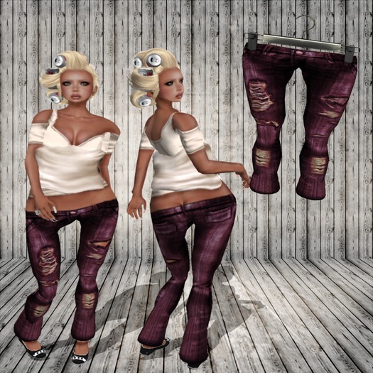 {M*G*S} Damage jeans *Wine* 