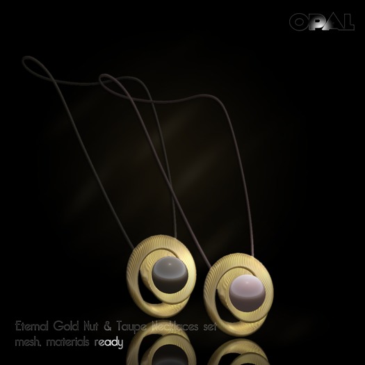 {Opal}Eternal Gold Nut & Gold Taupe Necklaces set