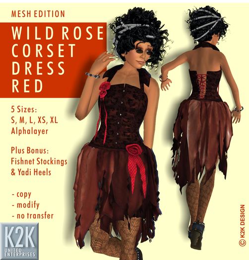 mesh - corset dress red #