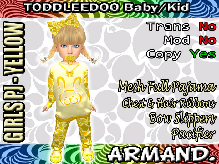 --ARMAND-- GIRLS PAJAMAS - YELLOW