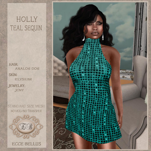 .:Ecce Bellus:.  Holly  Teal Sequin
