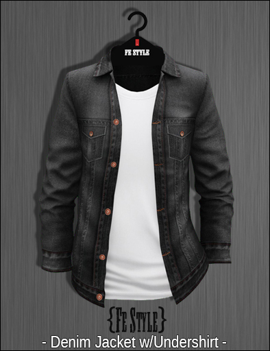 {Fe Style} Black Denim Jacket w/Shirt /White