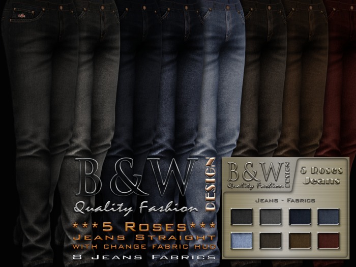 ArisArisB&W Pour Homme - 5 Roses - Jeans Straight (Mesh)