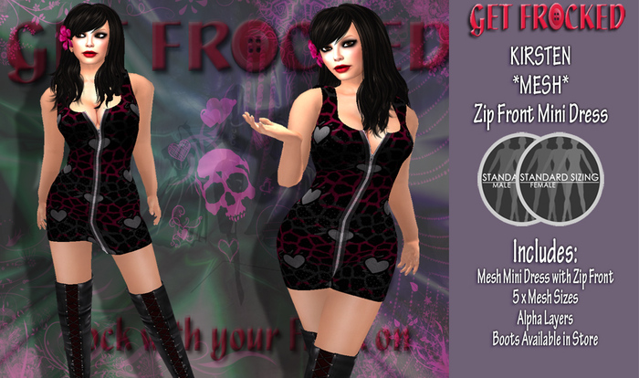 KIRSTEN Mesh Zip Front Dress - Cobweb Hearts