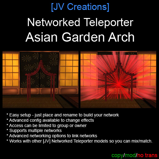 Asian Garden Arch Networked Teleporter - Easy Setup