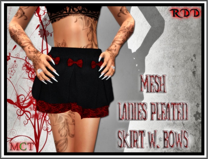 Mesh Ladies Pleated Skirt w Bows