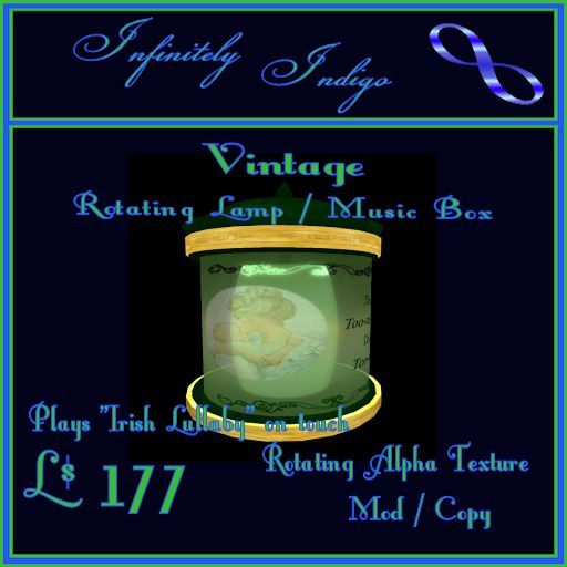 Vintage Rotating Lamp/Music Box - Irish Lullaby