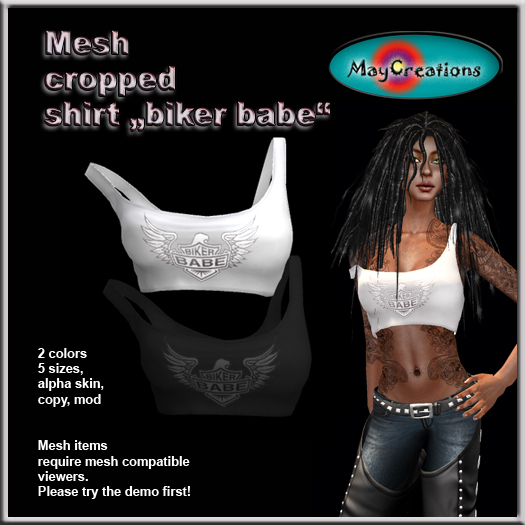 MayCreations mesh cropped shirt biker babe 