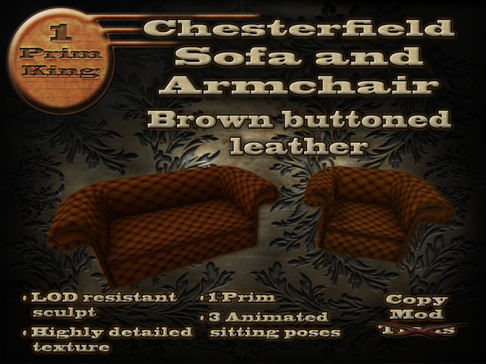 Chesterfield Sofa and Armchair Set - Buttoned Red Leather
