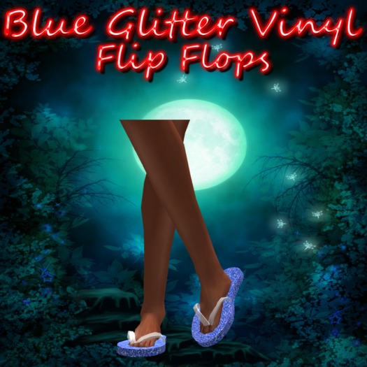 Blue Glitter Vinyl Flipflops