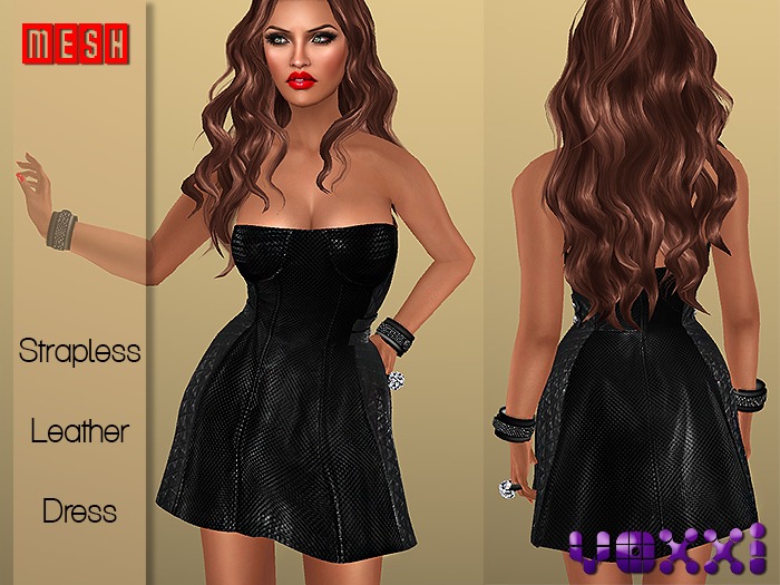 .::voxxi::. [Roxette] Strapless Leather Dress  Black