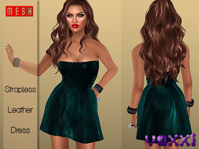 .::voxxi::. [Roxette] Strapless Leather Dress Teal