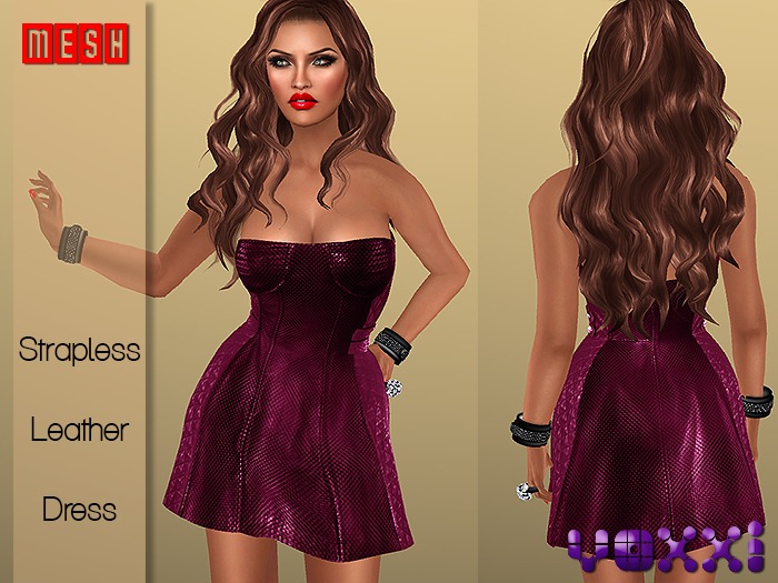 .::voxxi::. [Roxette] Strapless Leather Dress Pink