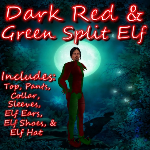 Male Dark Red & Green Split Elf