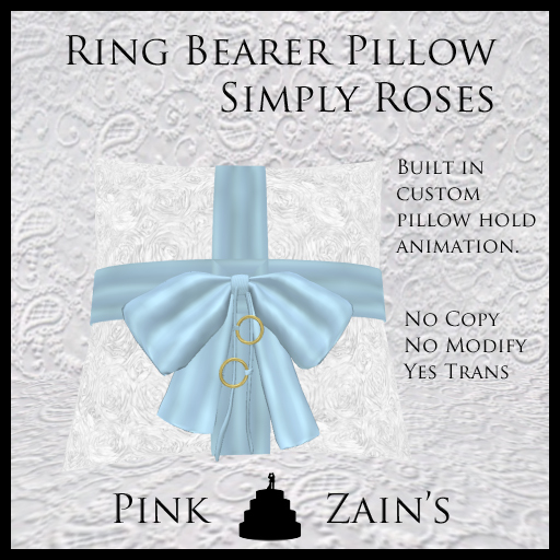 Simply Roses - Ring Bearer Pillow - Blue