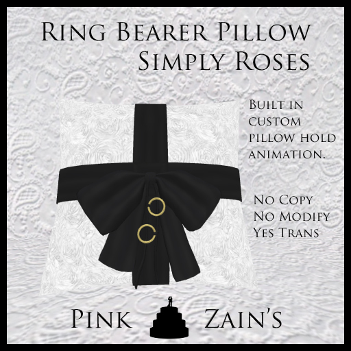 Simply Roses - Ring Bearer Pillow - Black