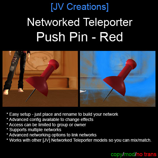 Push Pin (Red) Networked Teleporter - Easy Setup