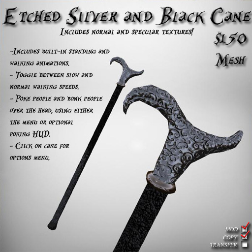 Etched Silver And Black Cane