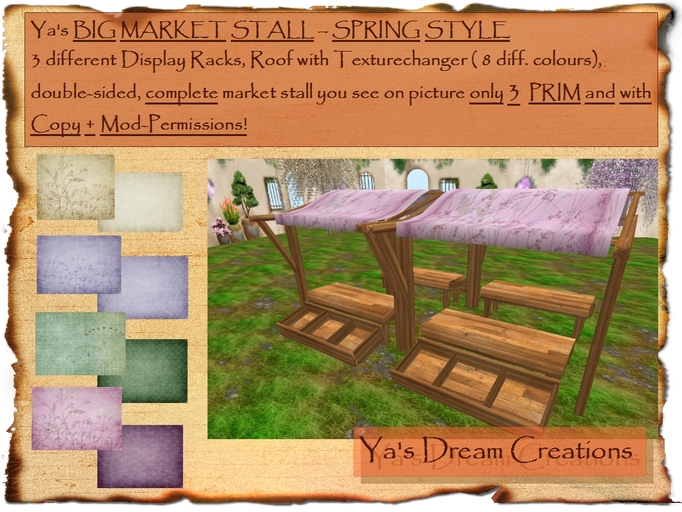 *Ya's* Big Market Stall-Spring Style - 3 Prim / Copy+Mod