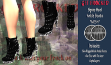 [Get Frocked] Mesh Spine Heel Ankle Boots - Black/Silver