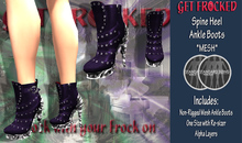 [Get Frocked] Mesh Spine Heel Ankle Boots - Purple/Silver