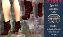 [Get Frocked] Mesh Spine Heel Ankle Boots - Red/Gold
