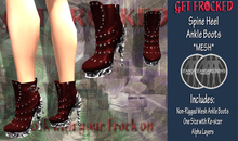 [Get Frocked] Mesh Spine Heel Ankle Boots - Red/Silver