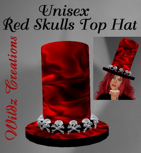 ~WC~ Red Skulls Top Hat Box