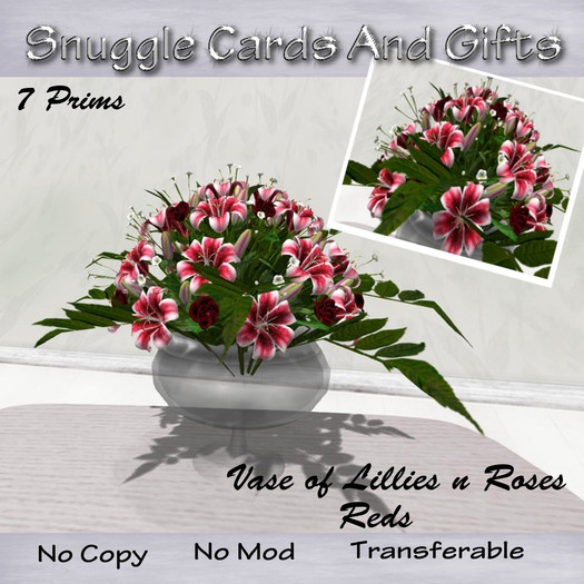 Vase Lillies and Roses [Red] By Snuggles