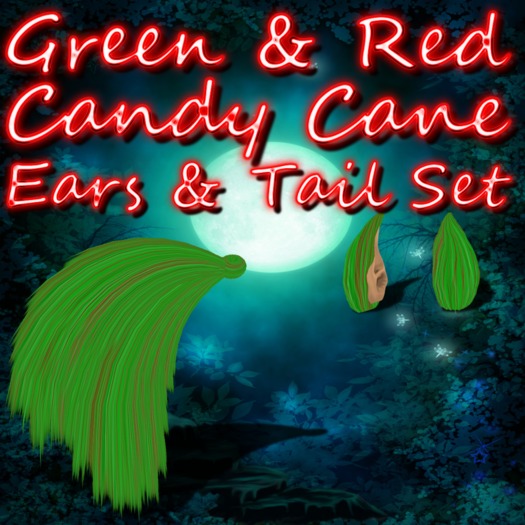 Green & Red Candy Cane Clean Ears & Tail Set