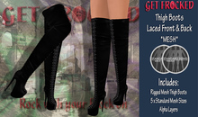 [Get Frocked] Mesh Thigh Boots Laced - Black 