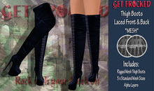 [Get Frocked] Mesh Thigh Boots Laced - Dark Blue
