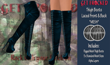 [Get Frocked] Mesh Thigh Boots Laced - Blue