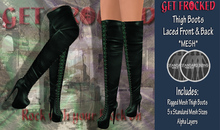 [Get Frocked] Mesh Thigh Boots Laced - Green
