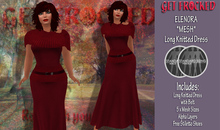 ELENORA Mesh Long Knitted Dress - Red