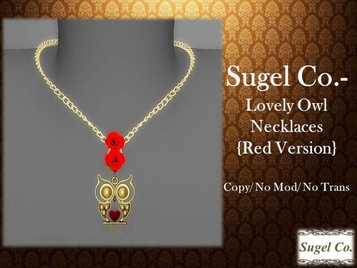 Sugel Co.- Lovely Owl Necklaces- Red Version