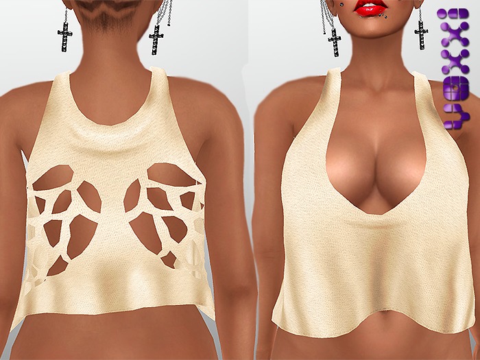 .::voxxi::. [Coco] Cut Out Wings Tank Top Beige