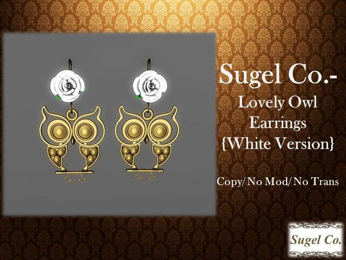 Sugel Co.- Lovely Owl Earrings- White Version