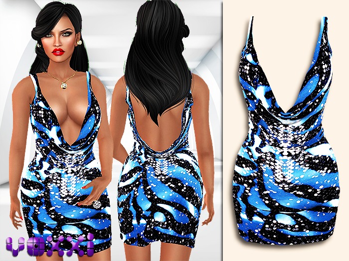 .::voxxi::. [Almila] Draped Satin Dress Blue Leo