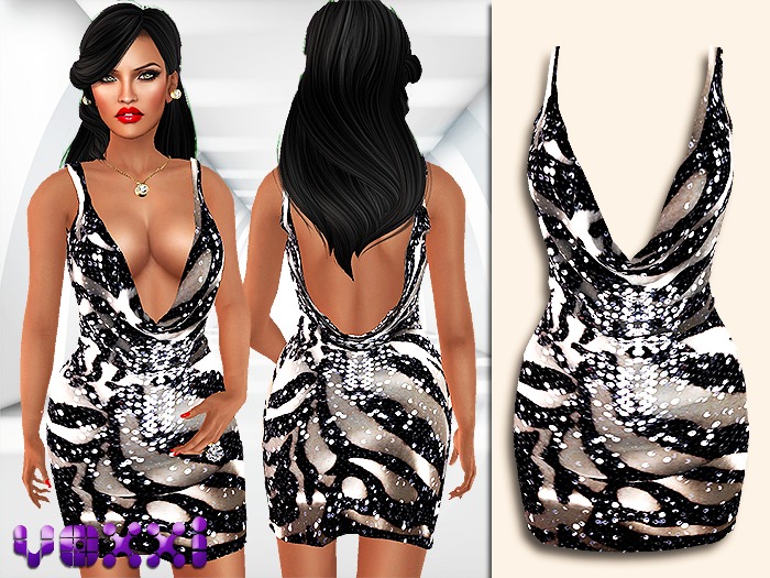 .::voxxi::. [Almila] Draped Satin Dress Black Leo