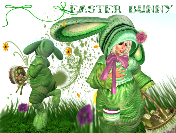 *EASTER BUNNY* green (Boxed)