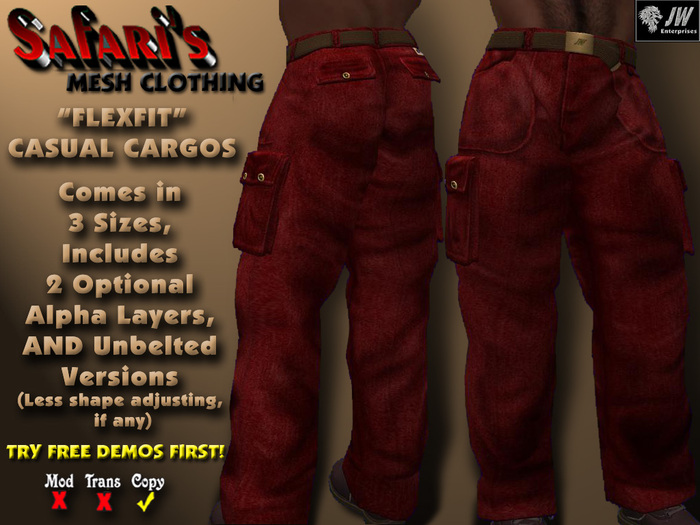Safari's "FlexFit" - Men's Cargo Pants (Red Denim)