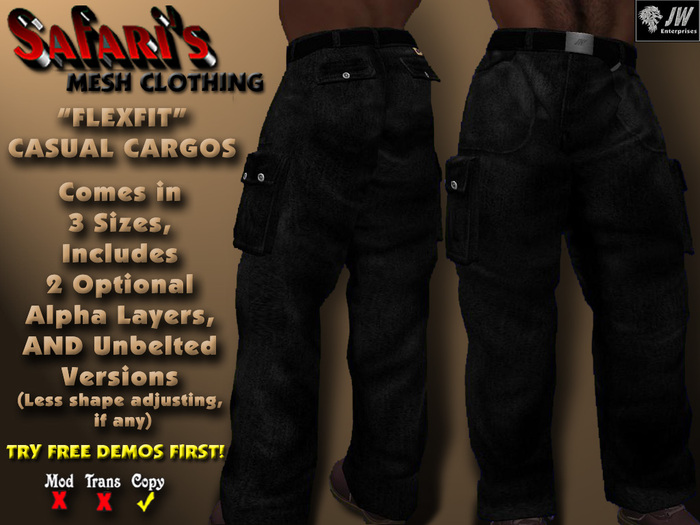 Safari's "FlexFit" - Men's Cargo Pants (Black Denim)