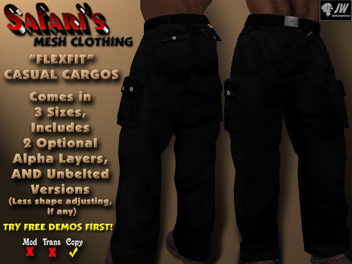 Safari's "FlexFit" - Men's Cargo Pants (Black)